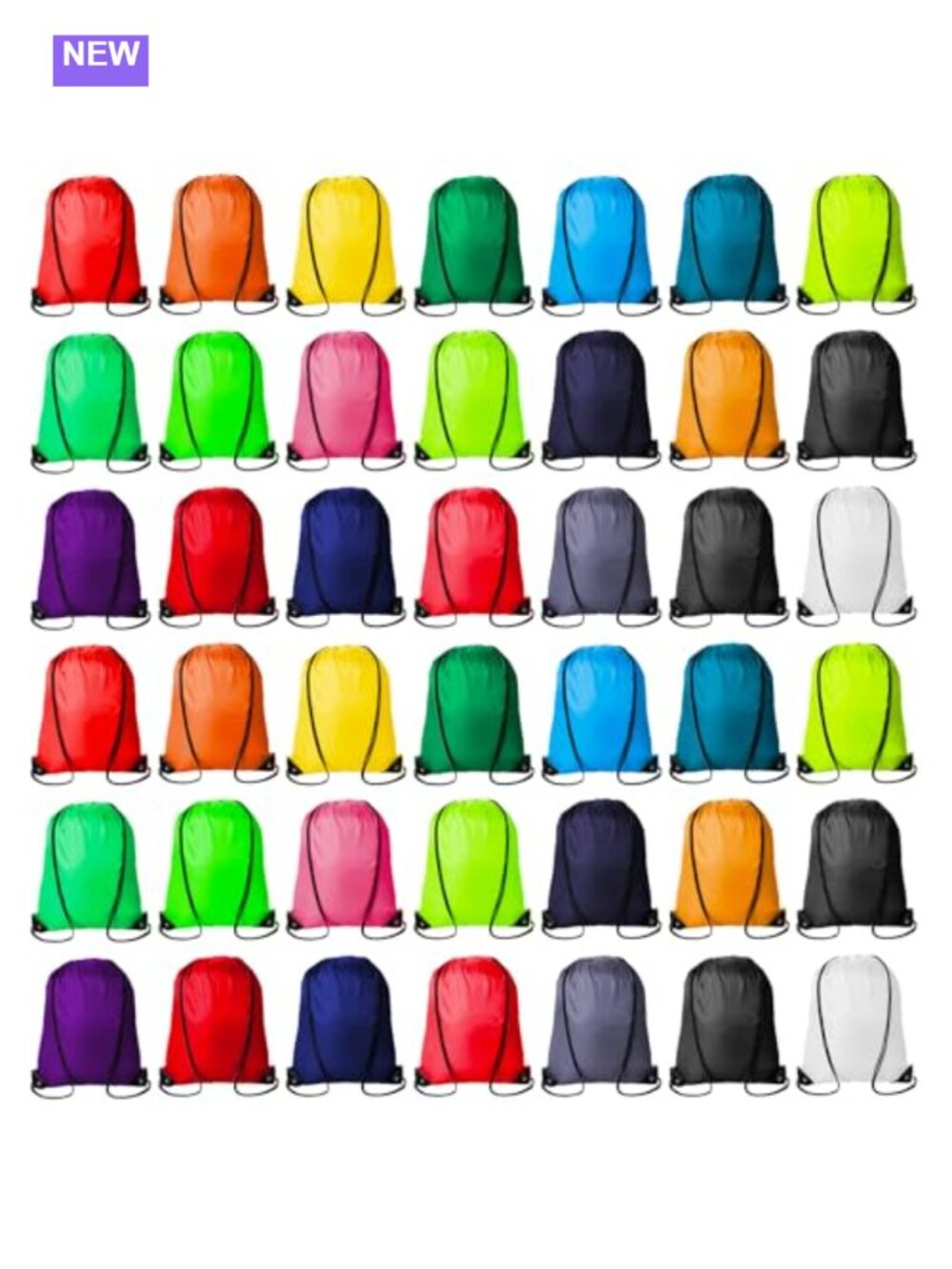 42 Pcs Drawstring Backpack Bag Polyester Sack Pack Cinch Tote Gym Travel
